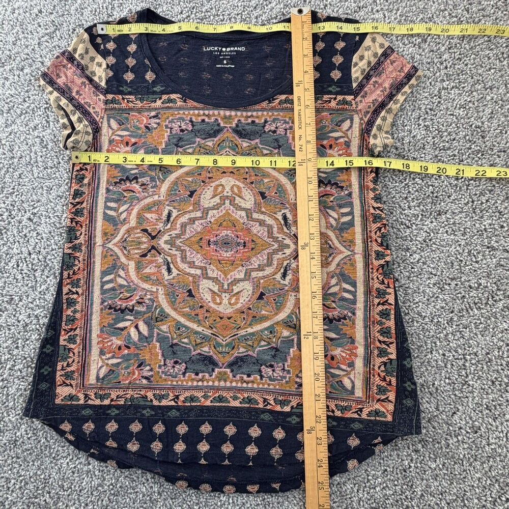 Lucky Brand Women's Small Multicolor Boho Paisley Lightweight‎ Round-Neck Blouse - Picture 7 of 7
